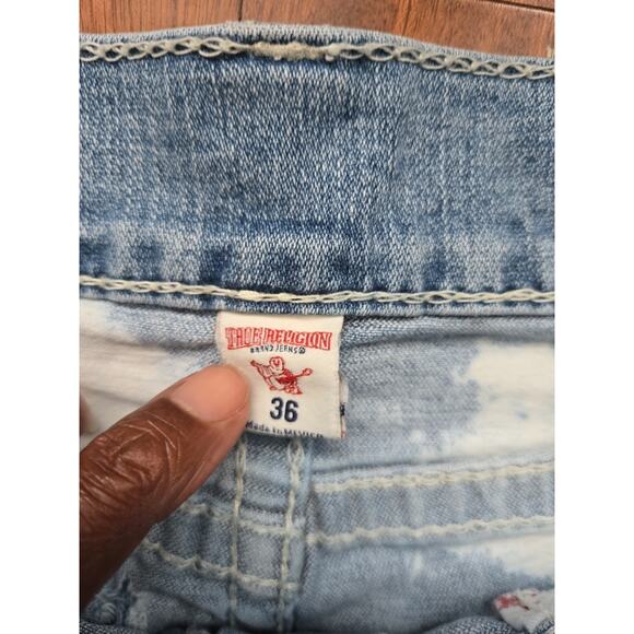 True Religion Distressed Blue Denim Shorts - Picture 3 of 3